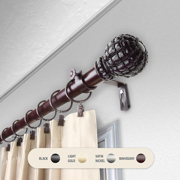 Central Design 1 in. Velia Curtain Rod with 28 to 48 in. Extension, Mahogany 100-05-286 - main